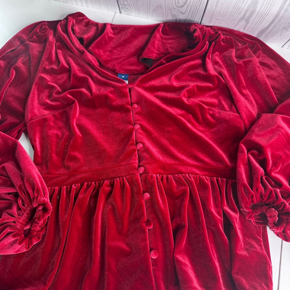 Old Navy Red Velour Baby Doll Top Holiday Christmas Size Medium